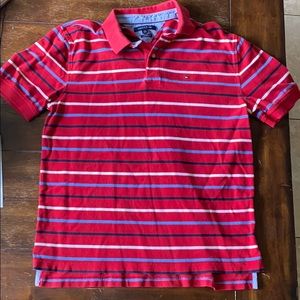 Red striped collared Tommy Hilfiger T-shirt
